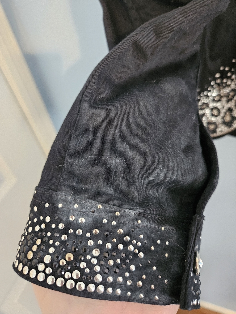 Christine Alexander Black Embellished Jean Jacket with Silver Accents - Picture 6 of 11